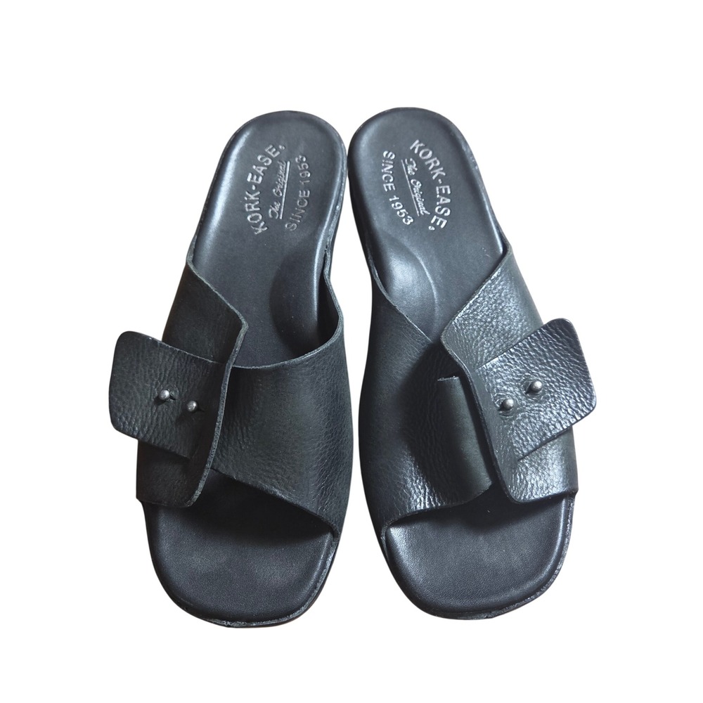 Kork-Ease Mesa Leather Slide Sandals Studded Wedge 6 M KE0023503 Minimalist Chic